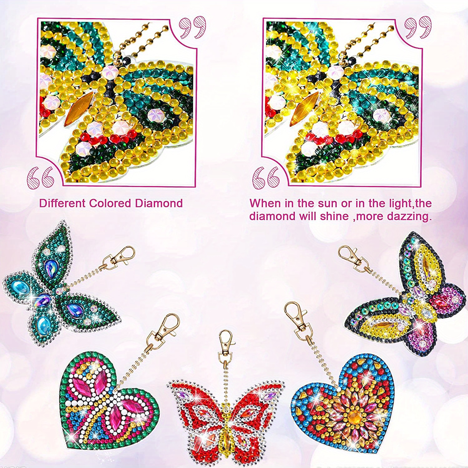 Home Craftology Butterflies - Diamond Painting Keychain