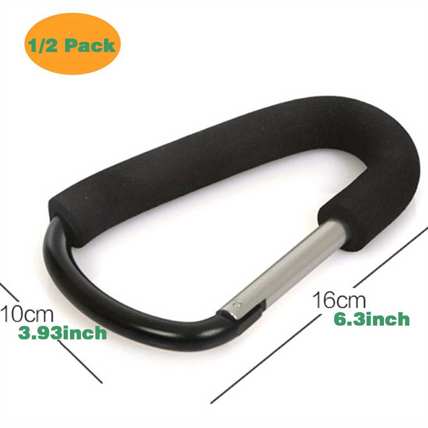 16cm/6.3inch Black Stroller Hooks For Hanging Bags Mommy Stroller Clip And  Stroller Accessories Organizer Hook Carabiner Clips Bags Holder (1/2 Pack)