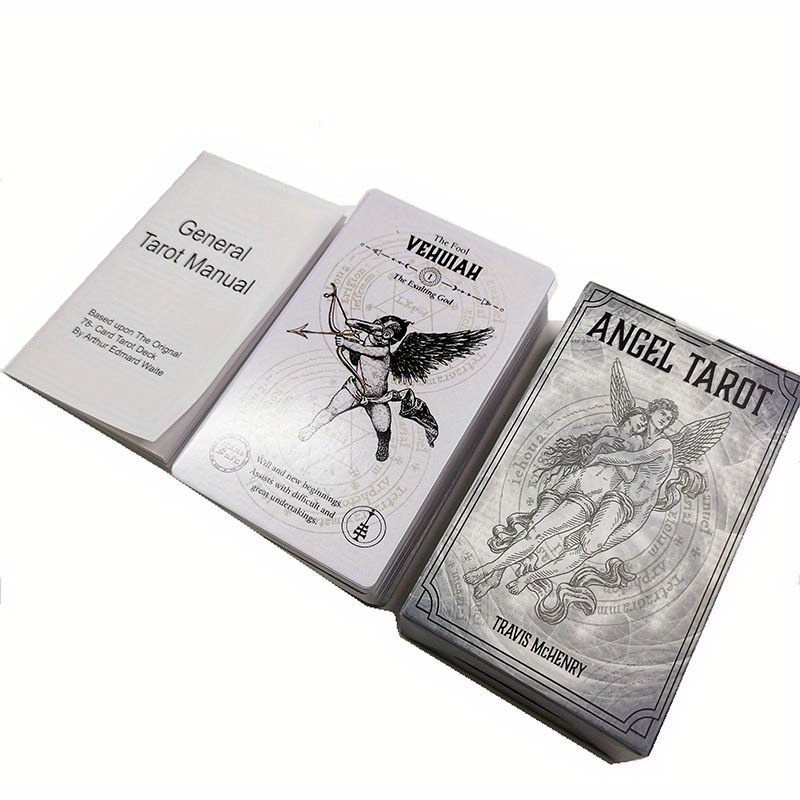 78PCS Tarot Cartes Tarot De Divination De Prévision du Destin Mystique Jeu  De Cartes The Angels Tarot Divinatoire Version Anglaise Carte Tarot pour Le