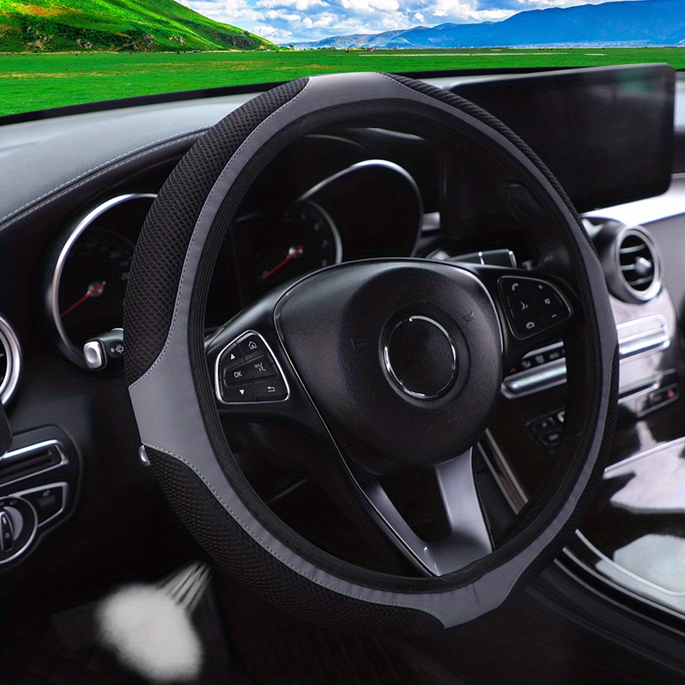 PU Leather 3D Mesh Car Steering Wheel Cover 37 Car Accessories