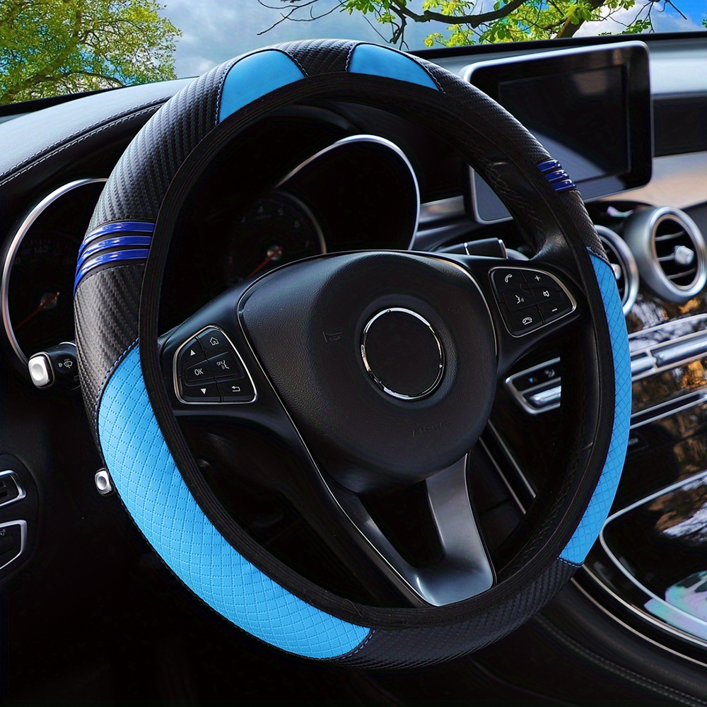 Bleu - Housse de volant de voiture en cuir PU, accessoires