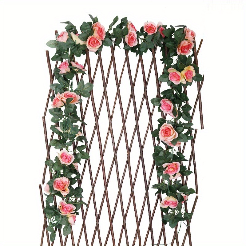 Cheers.US Fake Rose Vine Garland Artificial Flowers Plants Hanging Rose Ivy  Home Hotel Office Wedding Party Garden Decor 