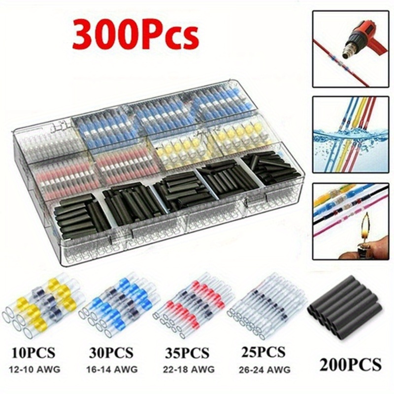 10 pièces 6x3/8 cosse de câble bornes en cuivre anneau à sertir batterie  fil de soudage connecteurs Kit avec 10 pièces Tube thermorétractable 