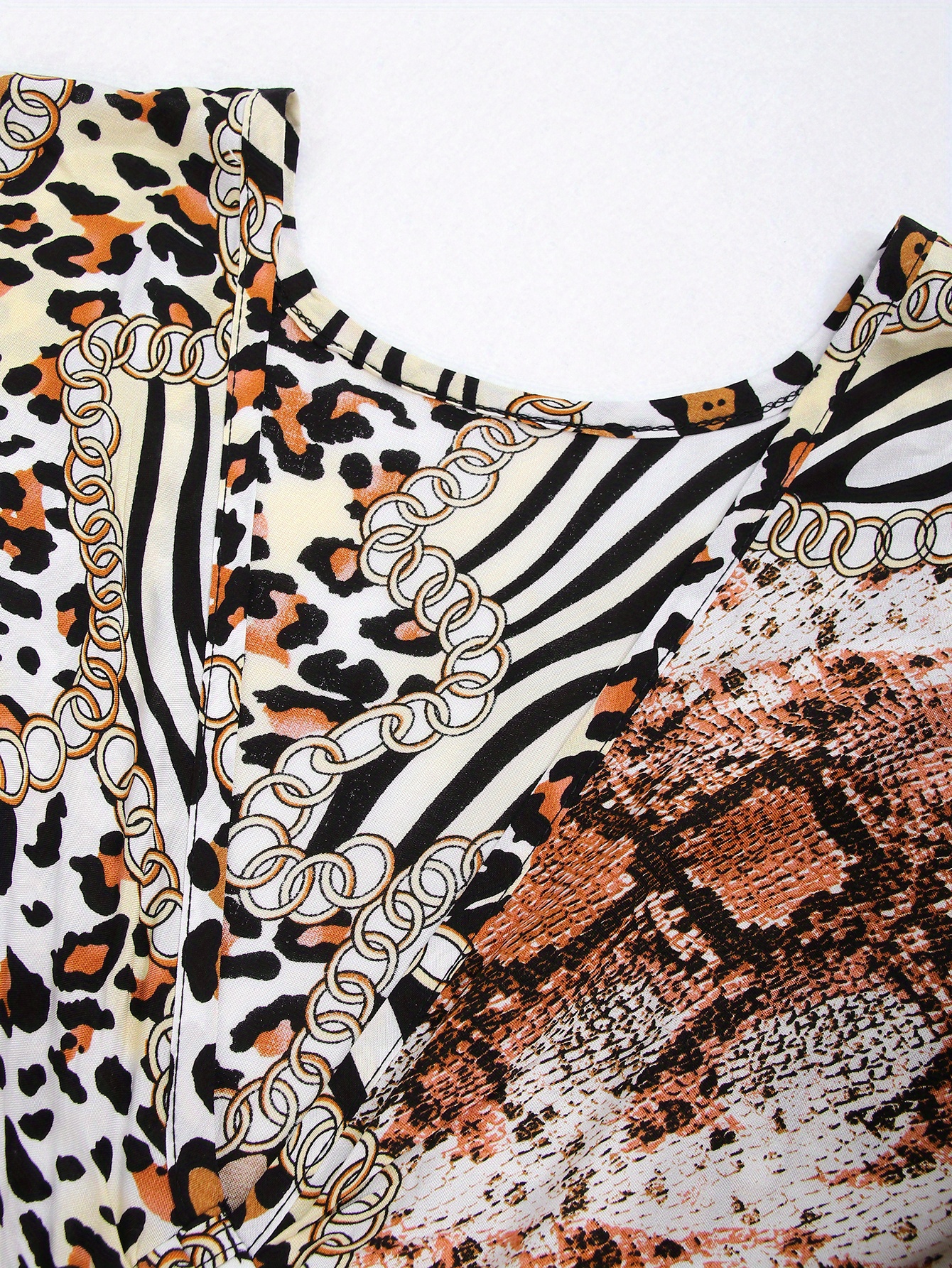 Animal Print Cover Up Dress, V Neck Loose Fit Beachwear Kfatan, Boho