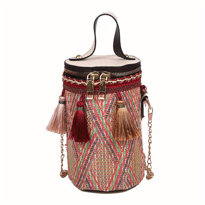 Floral Fashion Cylinder Bucket Bags for Women Pu Straw Shoulder Crossbody  Handle Bag Casual Handbag Ladies High Quality Shopper - AliExpress