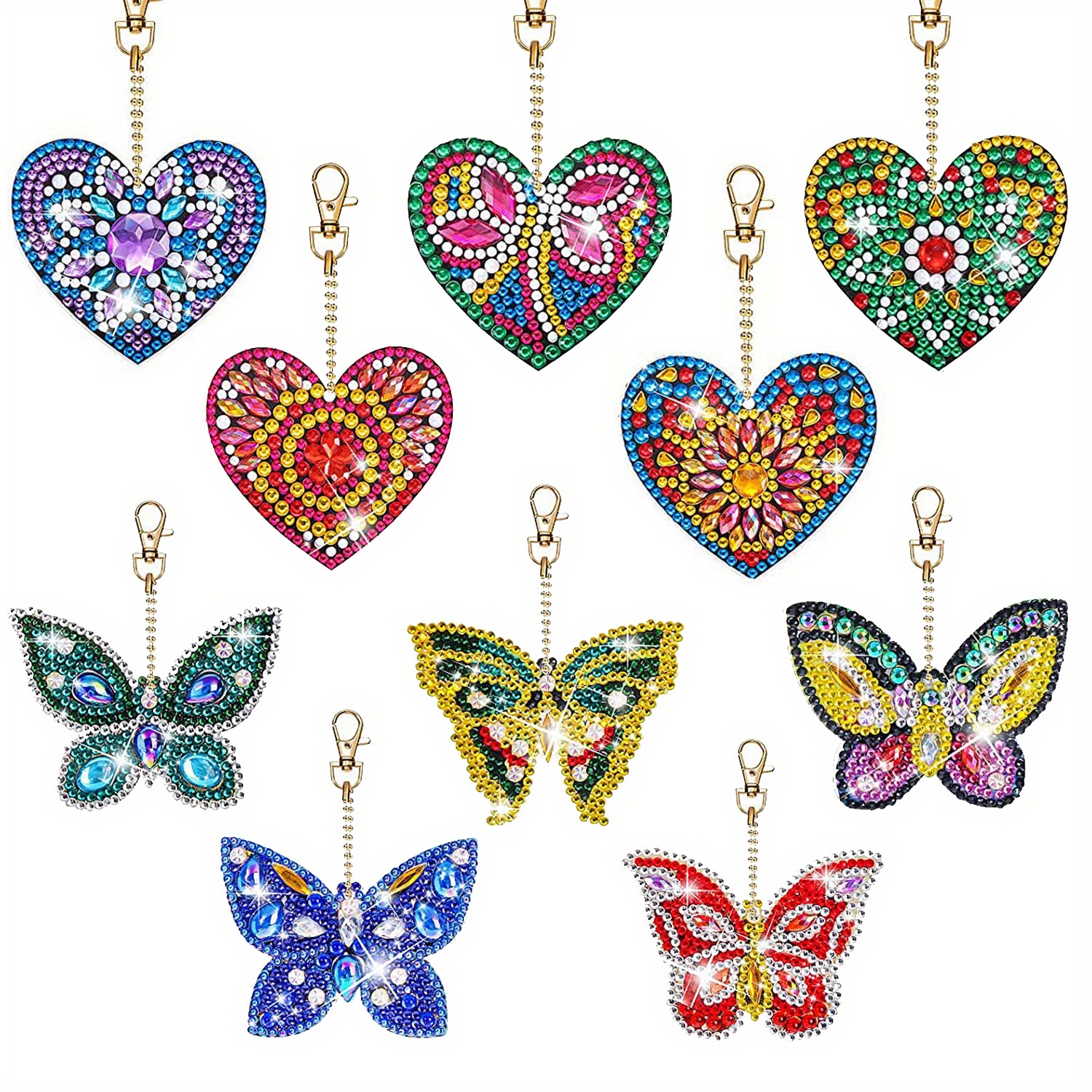 10 Pcs Owl Double Sided Diamond Painting Keychain Pendant for Beginners  Adults