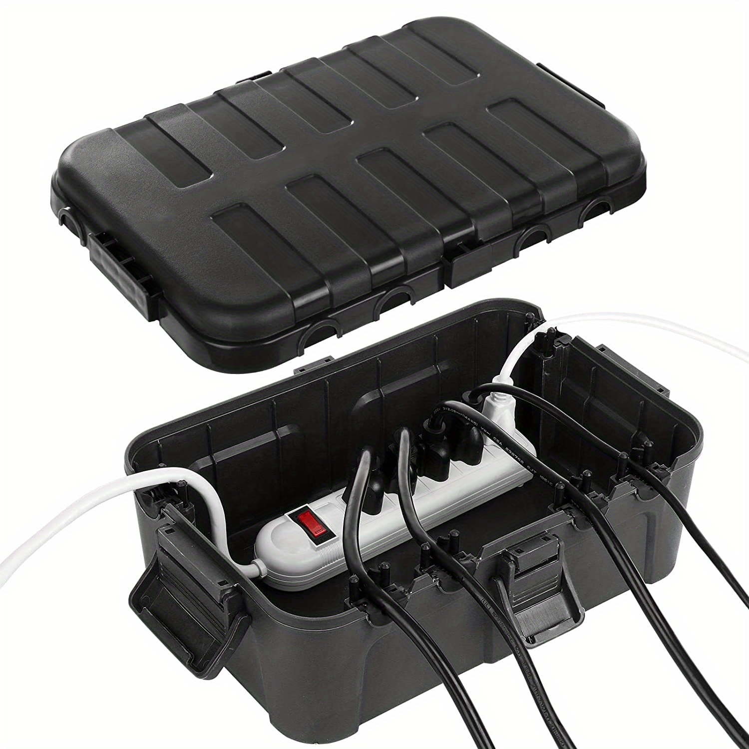 1Pc Waterproof Cable Junction Box Outdoor Extension Cord Cover Protector  (Black) 