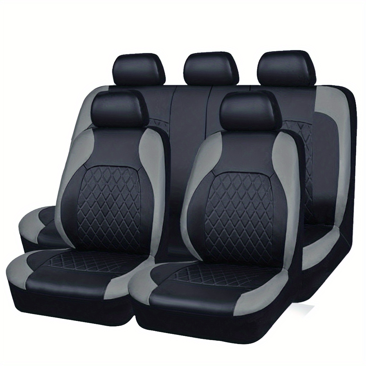 Funda de asiento de coche para patadas de 5 asientos, suave, impermeable,  juego completo de piel sintética, almohadillas de asiento delantero y