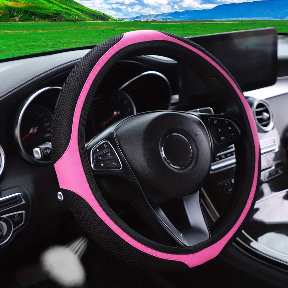 PU Leather 3D Mesh Car Steering Wheel Cover 37 Car Accessories