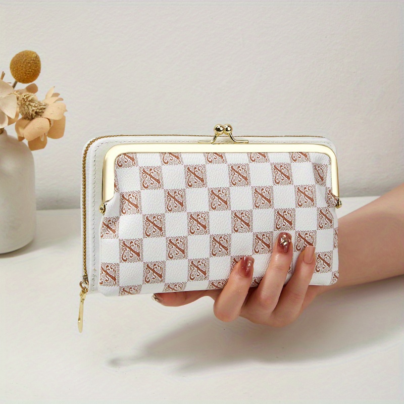 Colored Plaid Checkered Pattern Coin Purse Pouch Kiss-lock Change Purse  Buckle Wallet for Women Girls