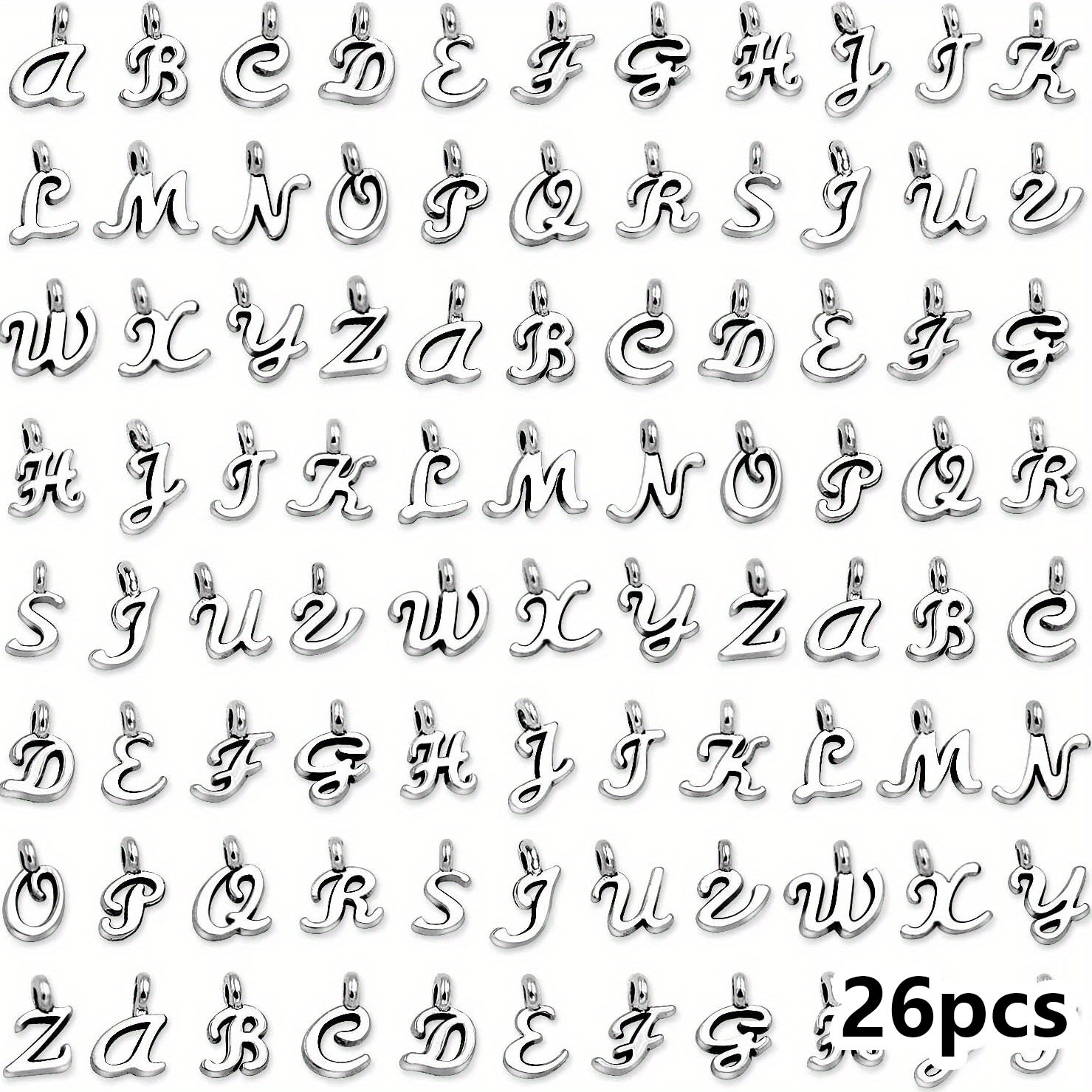 Aylifu Round Letter Charms 26 Alphabet AZ Pendants and 5 Sets (50pcs) 0-9  Number Charms for Jewelry Making Crafts DIY