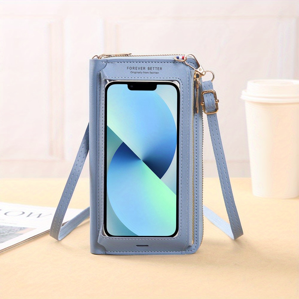 Mini Zip Around Crossbody Wallet Touchable Screen Mobile Temu