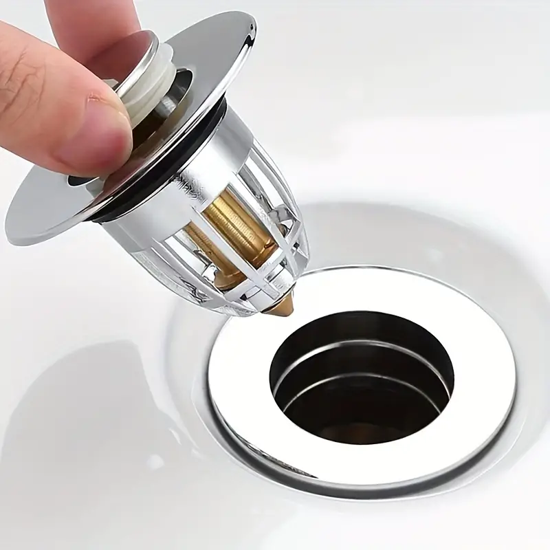 1pc bathroom sink drain stopper universal stainless steel bounce drain plug filter for 1 06 1 65 push type basin  up chrome sink strainer with hair catcher details 0
