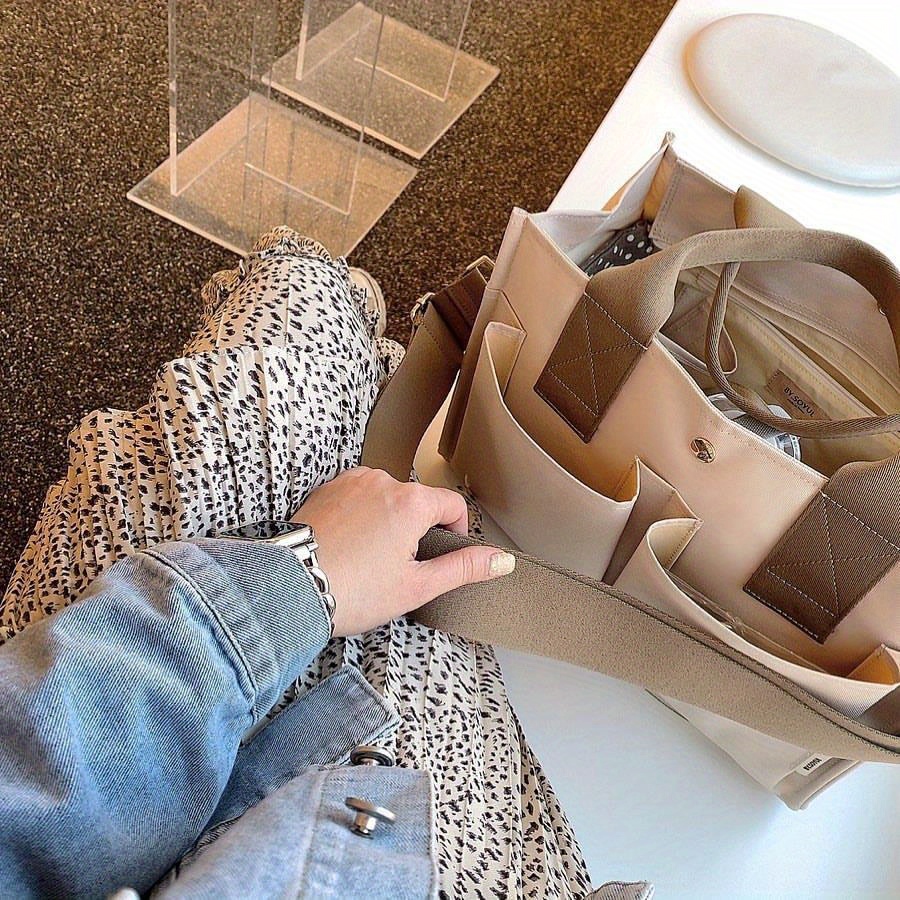 Multi Pockets Canvas Tote Bag Large Capacity Crossbody Bag Temu