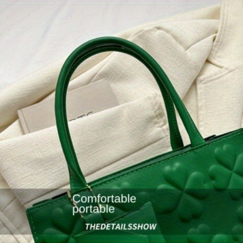 Fashion Simple Flower Shoulder Bag, Casual Versatile Pu Leather