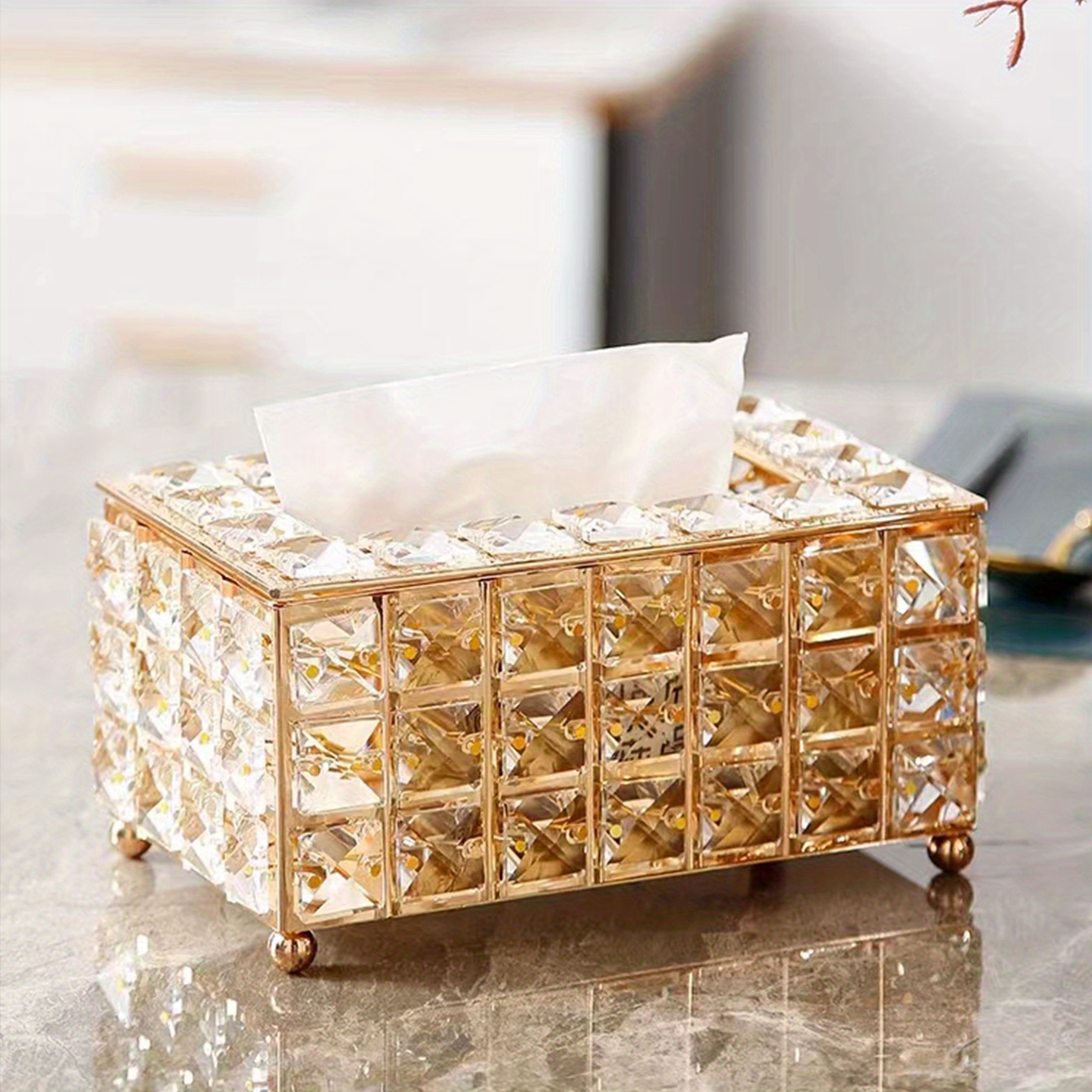 Golden Rectangular Tissue Box Cover Decorative Toilet Paper - Temu