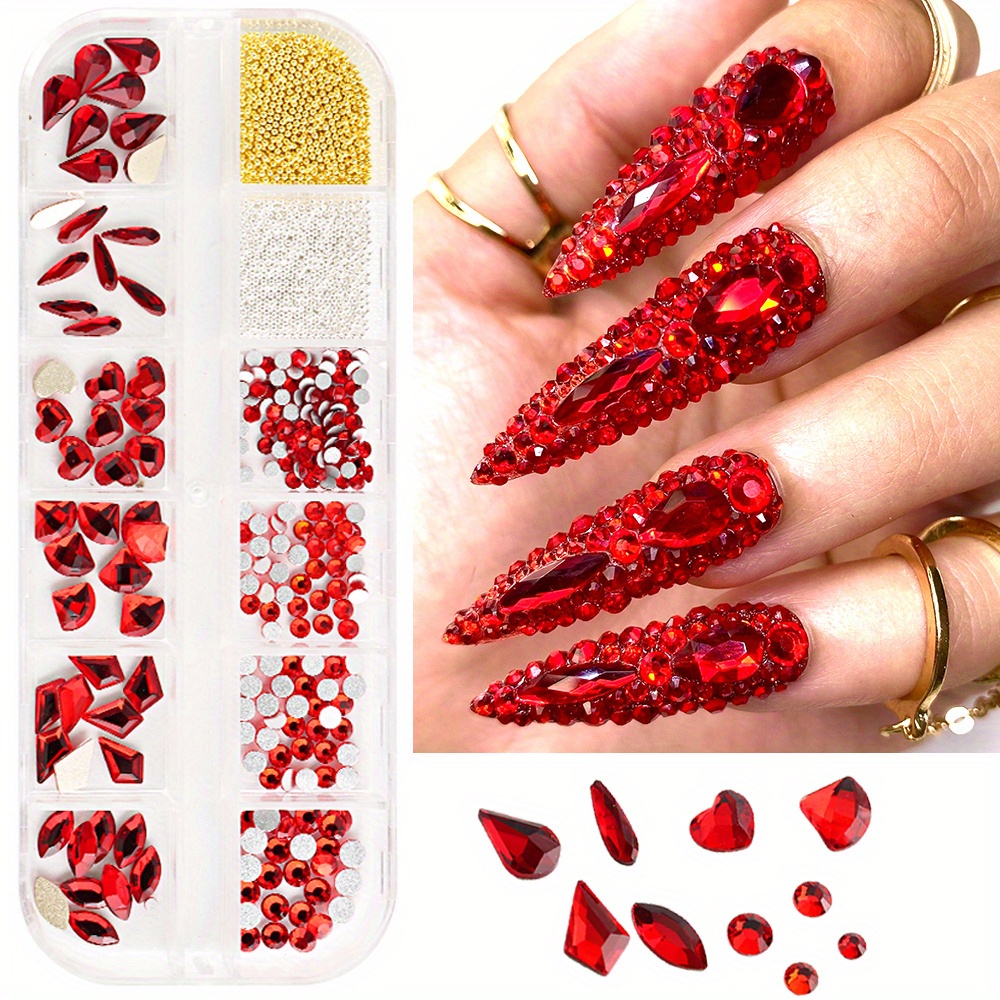 Nail Crystals Nail Jewels Rhinestones Round Beads Flatback Glass Charms  Gems Nail Studs for Nails Decoration - style 3 