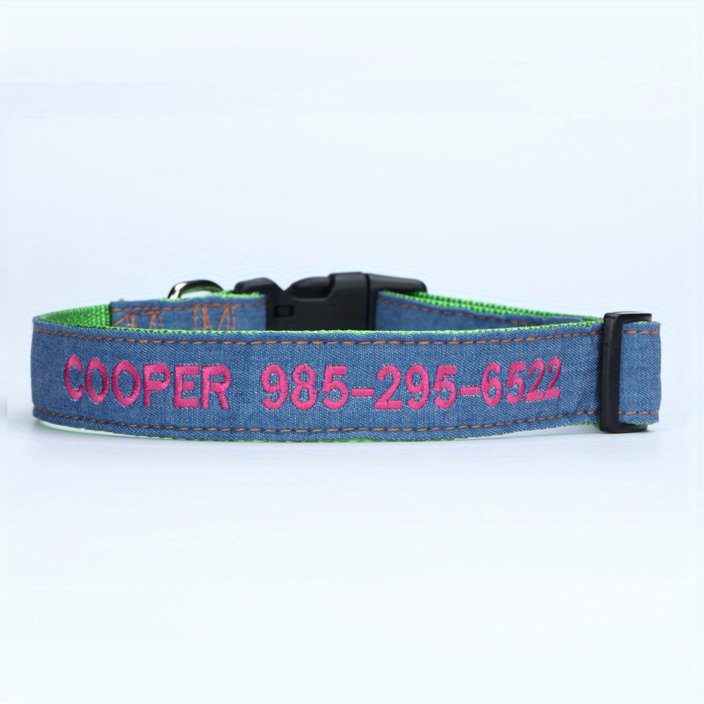 Personalized Dog Collar With Buckle, Pet Dog Collars, Embroidered Name And  Phone Number,4 Color - Temu