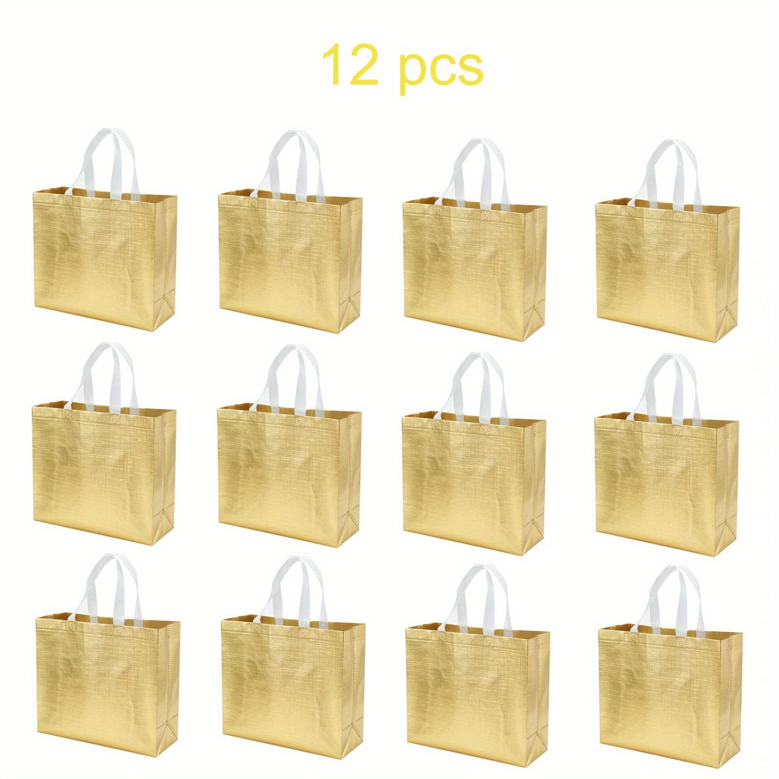 Gadpiparty Storage Bag Organizer 12Pcs Glossy Reusable Grocery Bags Tote  Bags with Handle Present Bag Gift Bag for Wedding Bridal Shower Engagement