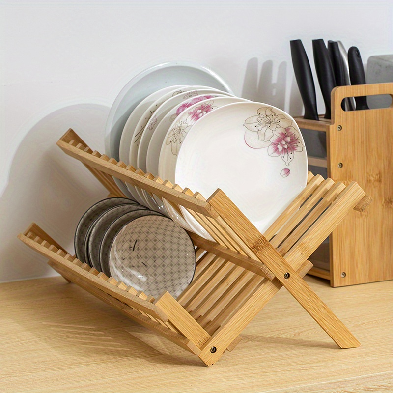 Natural Bamboo Folding Dish Rack With - Perfect For Kitchen And Restaurant  Use - Cup And Tableware Storage Rack - Kitchen Accessory - Temu France