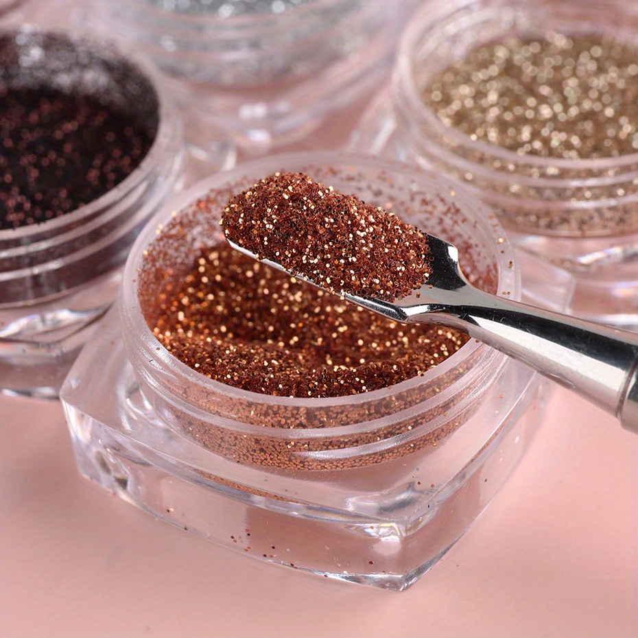 Golden Brown And Silver Nail Glitter Powder Set For Women - Temu
