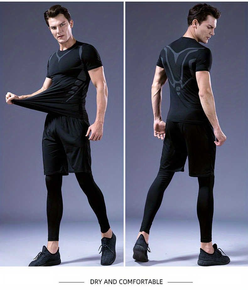 1pc Men's Compression Long Sleeve Workout Shirt, Moisture Absorption,  High-Stretch, Quick Dry, Breathable Fitness Baselayer Gym Clothes Men