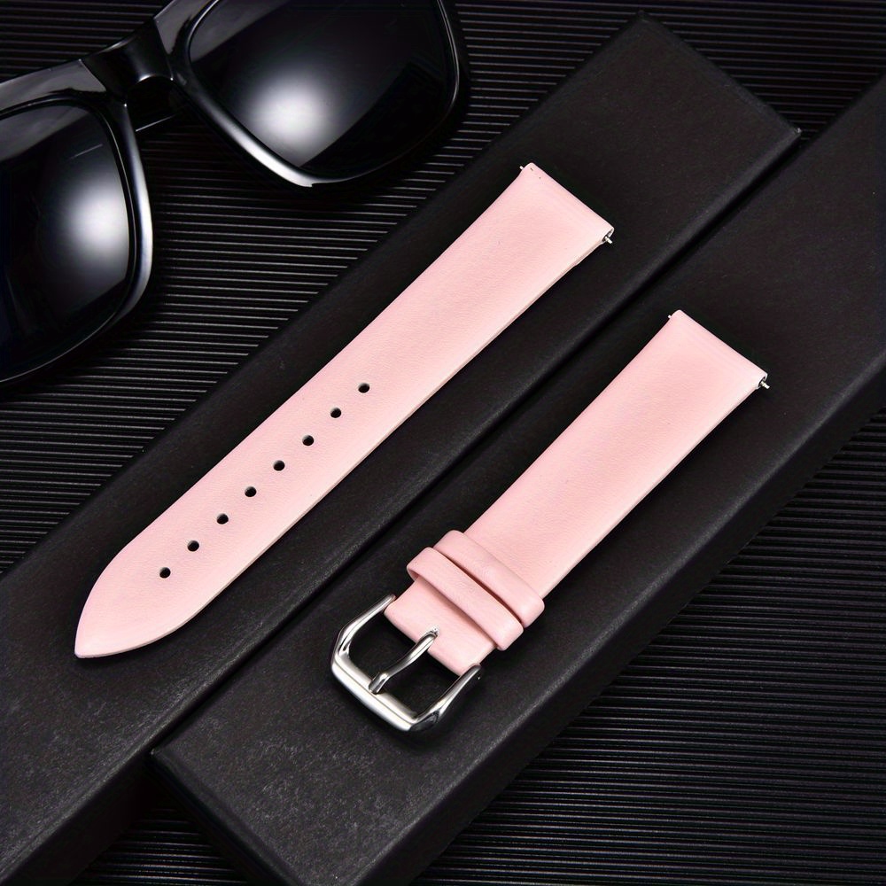 16 mm Pink Genuine Leather Strap for Women