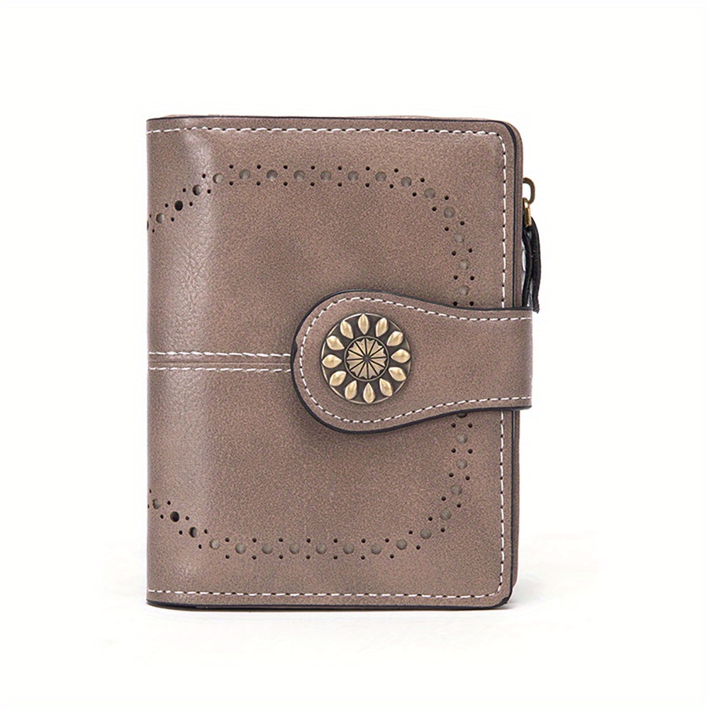 Womens leather trifold discount wallet with coin pocket