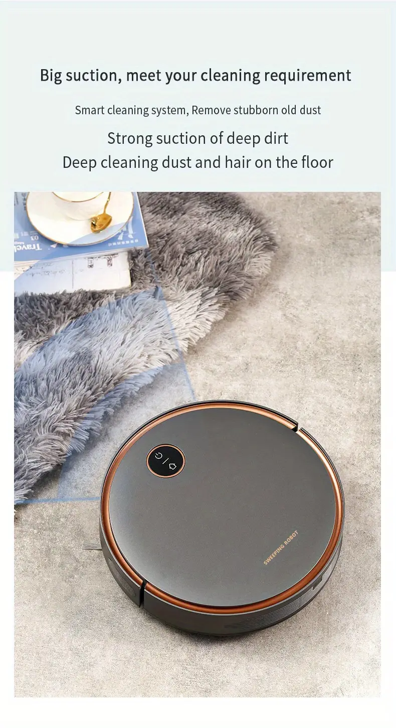 1pc automatic robot vacuum cleaner self charging mopping machine three in one large scale sweeping for pet hair dry wet mopping and disinfecting floors strong suction sweeper vacuum cleaner lazy cleaning machine smart cleaning sweeper small appliance details 3