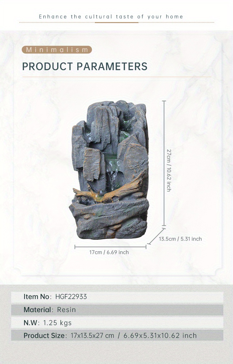 Rockery Water Fountain Bedroom Office Temu