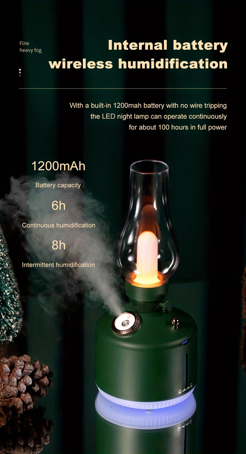 1pc hat style camping lamp humidifier home desktop hotel mini usb large capacity air atomizer bedroom nursery office camping universal nightlight 2 in 1 humidifier creative gifts details 8