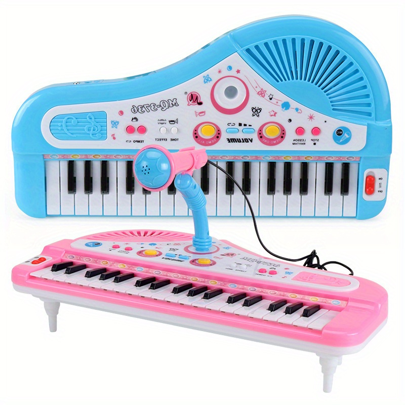 Jouet De Piano Pour Enfants Jouet De Clavier 37 Touches Rose Instruments  Multifonctionnels Électroniques Musicaux Avec Microphone Mon Premier Jouet