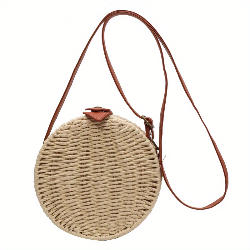 Round Crossbody handbag, Straw Purse Bag, Round Woven Bag, Circle