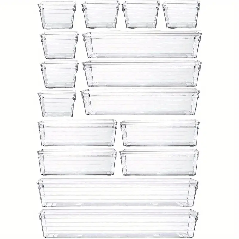 16pcs Clear Plastic Desktop Organizers for Cosmetics, Stationery, and Household Items - Easy Sorting and Storage for Home and Office Desk Storage Organization