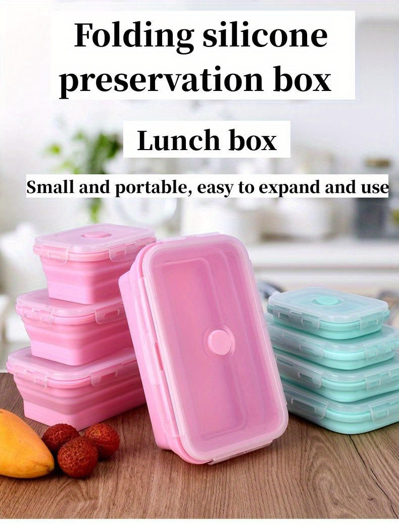 Récipient alimentaire en silicone pliable, boîte à lunch portable