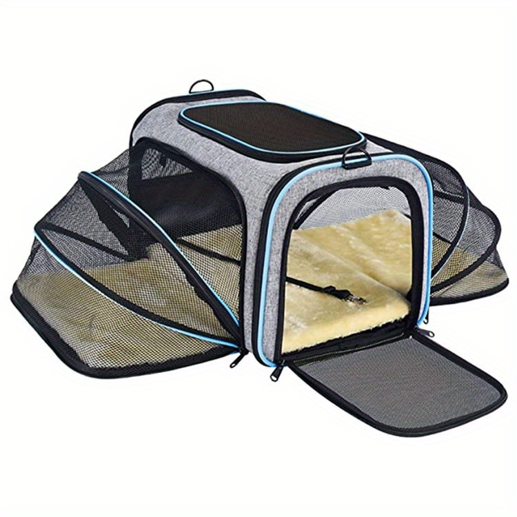 Breathable And Expandable Soft-sided Cat Carrier With Removable Fleece Pad  - Perfect For Traveling With Your Furry Friend - Temu