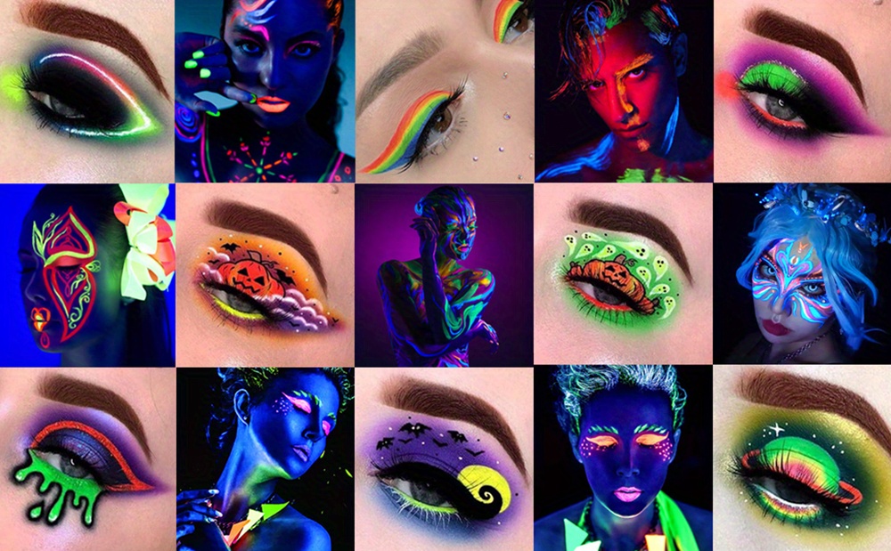 Glow Uv Black Light Face Paint, 8 Bright Colors Neon Fluorescent Body Paint  Palette, Water Activated Eyeliner, Water Based Makeup Glow In The Dark  Halloween Washable Body Paint - Temu United Arab Emirates