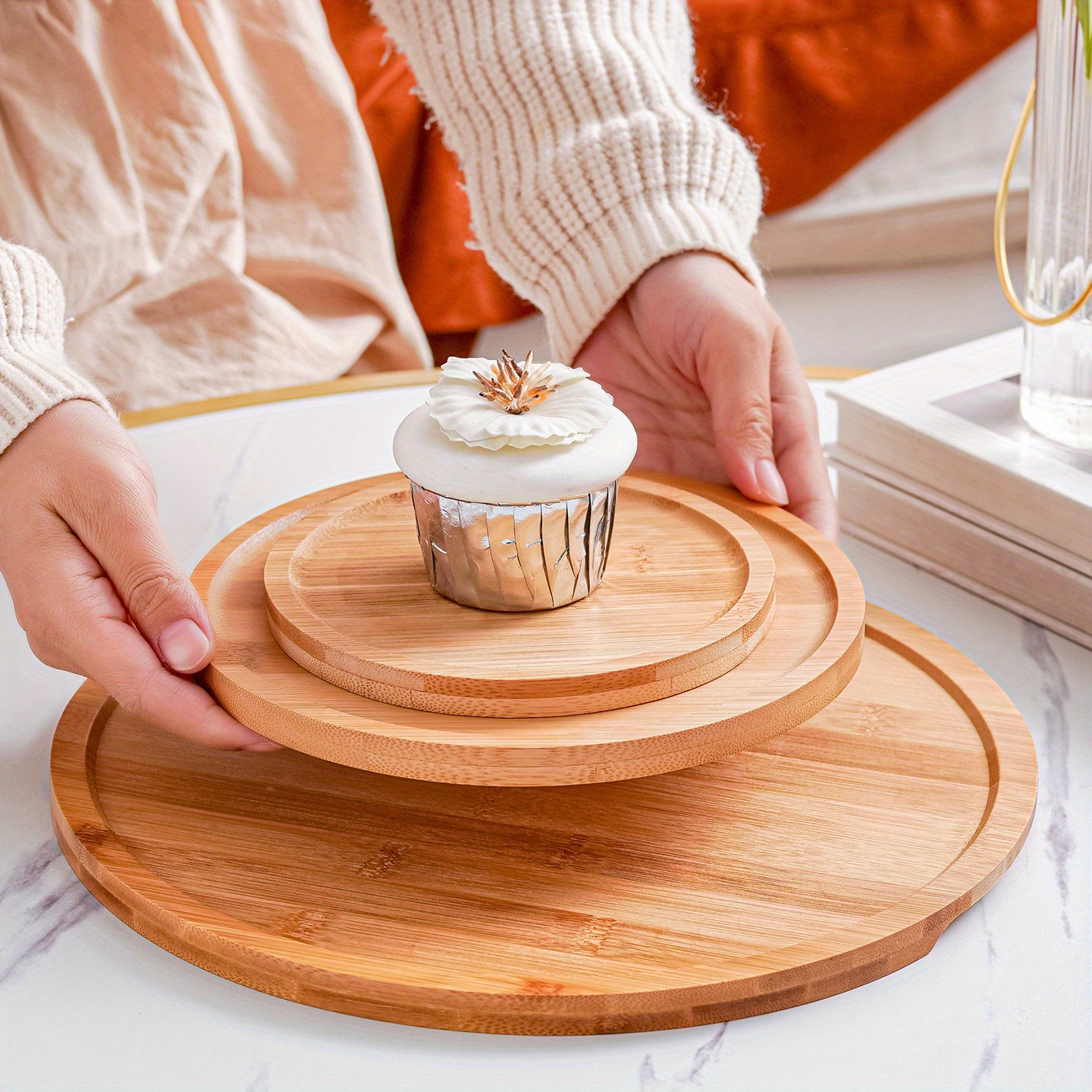 Round Wood Tray For Serving Food Snacks Drinks Sushi Steak - Temu