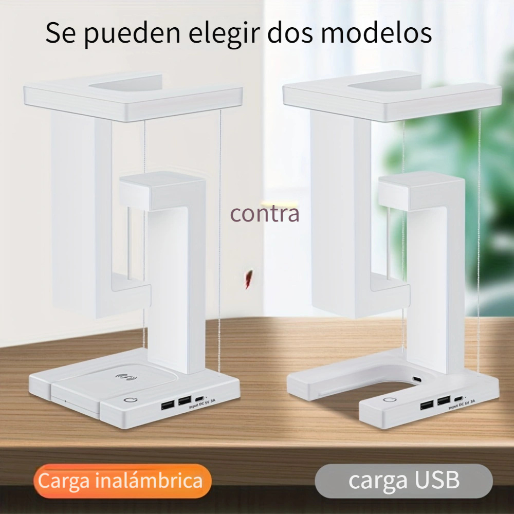 Lámpara con cargador inalámbrico con USB e interruptor táctil