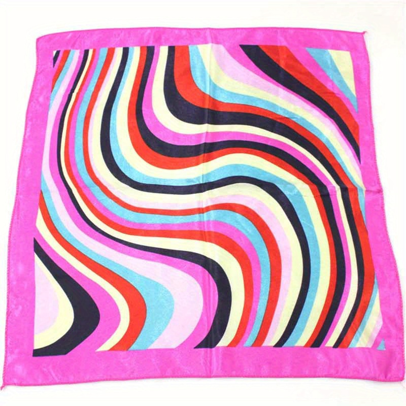Classic Striped Square Scarf Neckerchief Silk Bandana Head Wrap