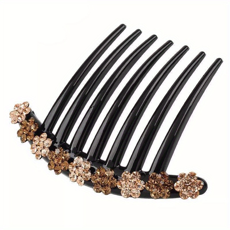 Vintage Rhinestone Flower Hair Comb Pin