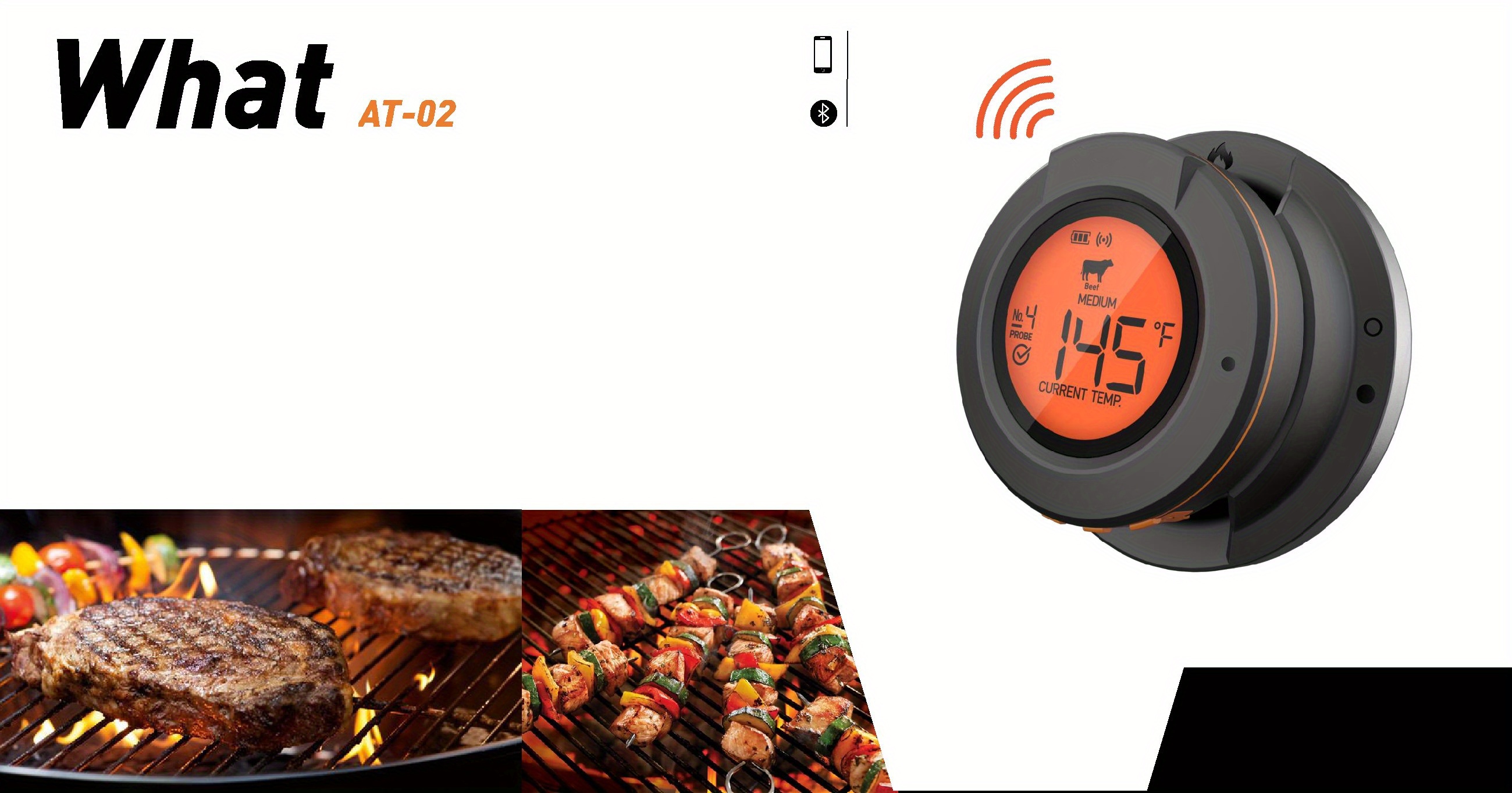 2023 Upgrade Outdoor Digital Wireless Bluetooth Dome Cooking Food Meat  Thermometer For BBQ Charcoal Grill And Oven Smoker - AliExpress