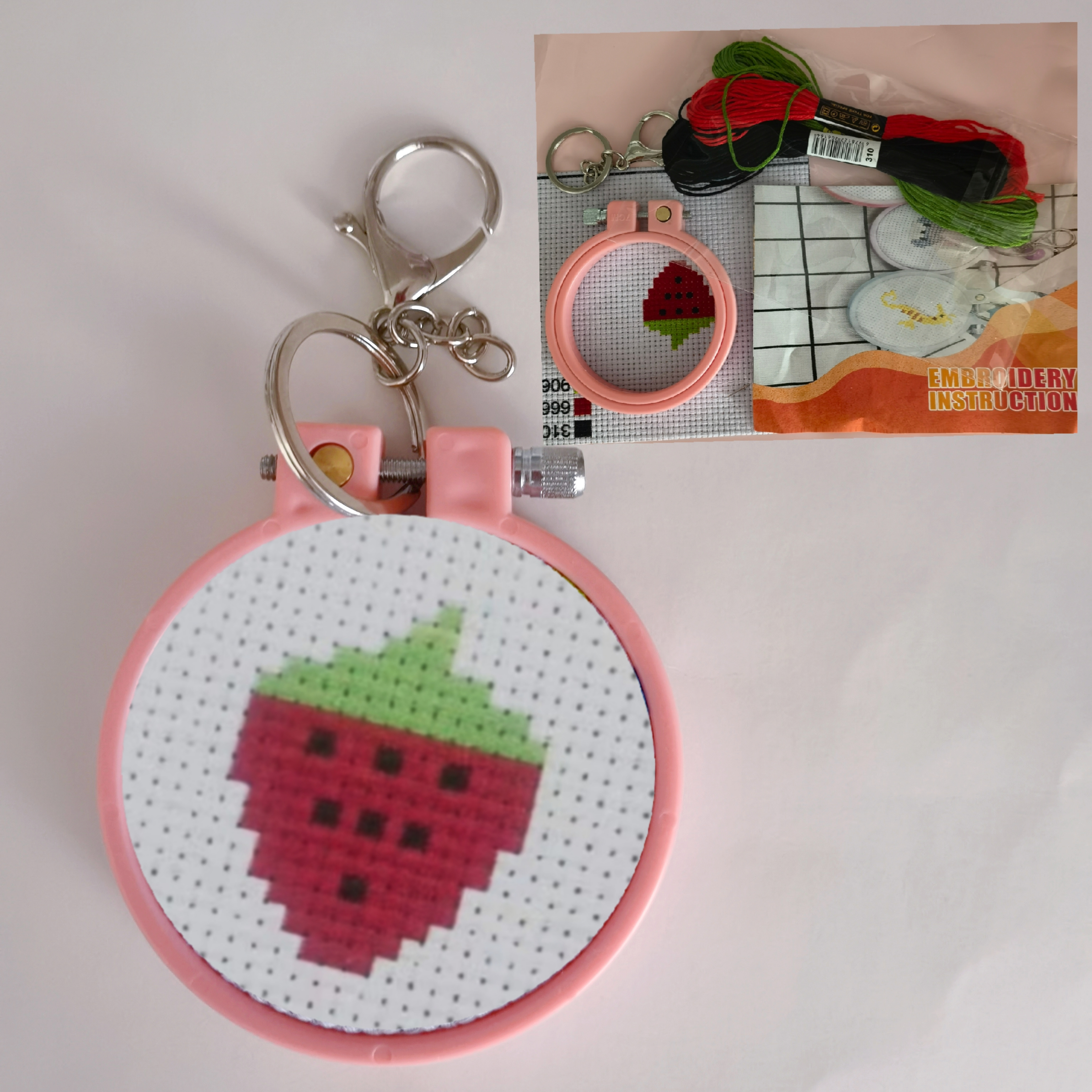 Cross Stitch Beginner Kit Includes 1 Cross Stitch Cloth Stamped With  Pattern+1 Colorful Hoop+1 Key Ring+1 Needle+1 English Instruction+ Enough  Threads - Temu France