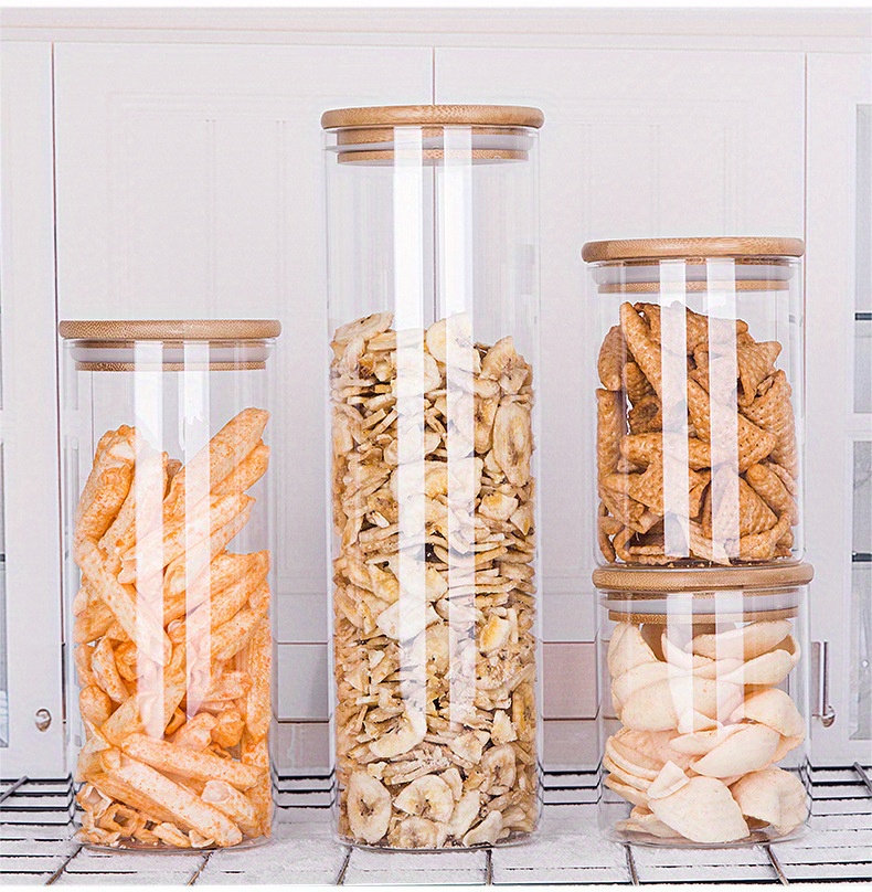  Zens - Tarro de cristal con tapa de cristal, contenedor para  almacenamiento de alimentos, botes para pasta, té, café, galletas,  aperitivos : Hogar y Cocina