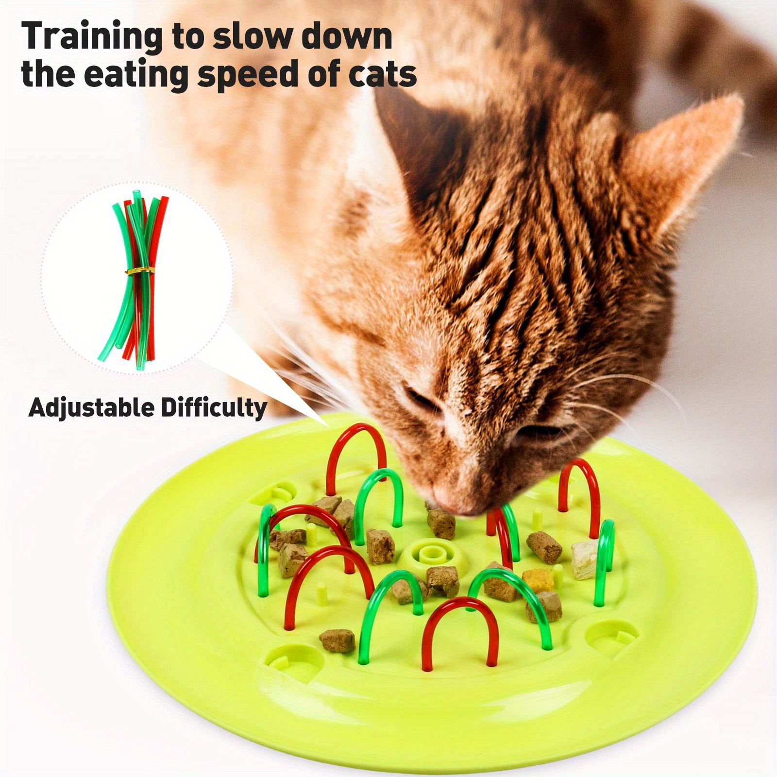 Cat Turntable Slow Feeder Cat Feather Toys Reduces Whisker Fatigue