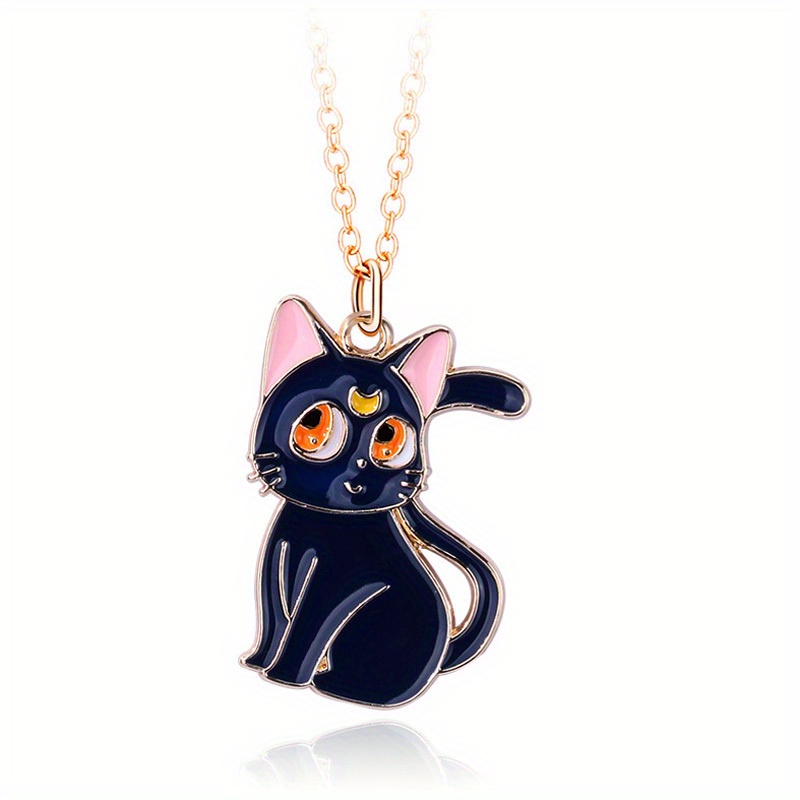 Compre Todos os jogos senhora colar elegante leve vestir-se bonito dos  desenhos animados gato preto pingente jóias