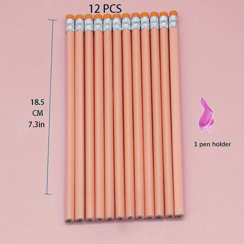 12/24pcs Round Wooden Pencils 2 HB Pencils With Silvery Eraser Blank Cool  Pencils Kids Pencils Wood Unsharpened Pencil For School Drawing Sketching