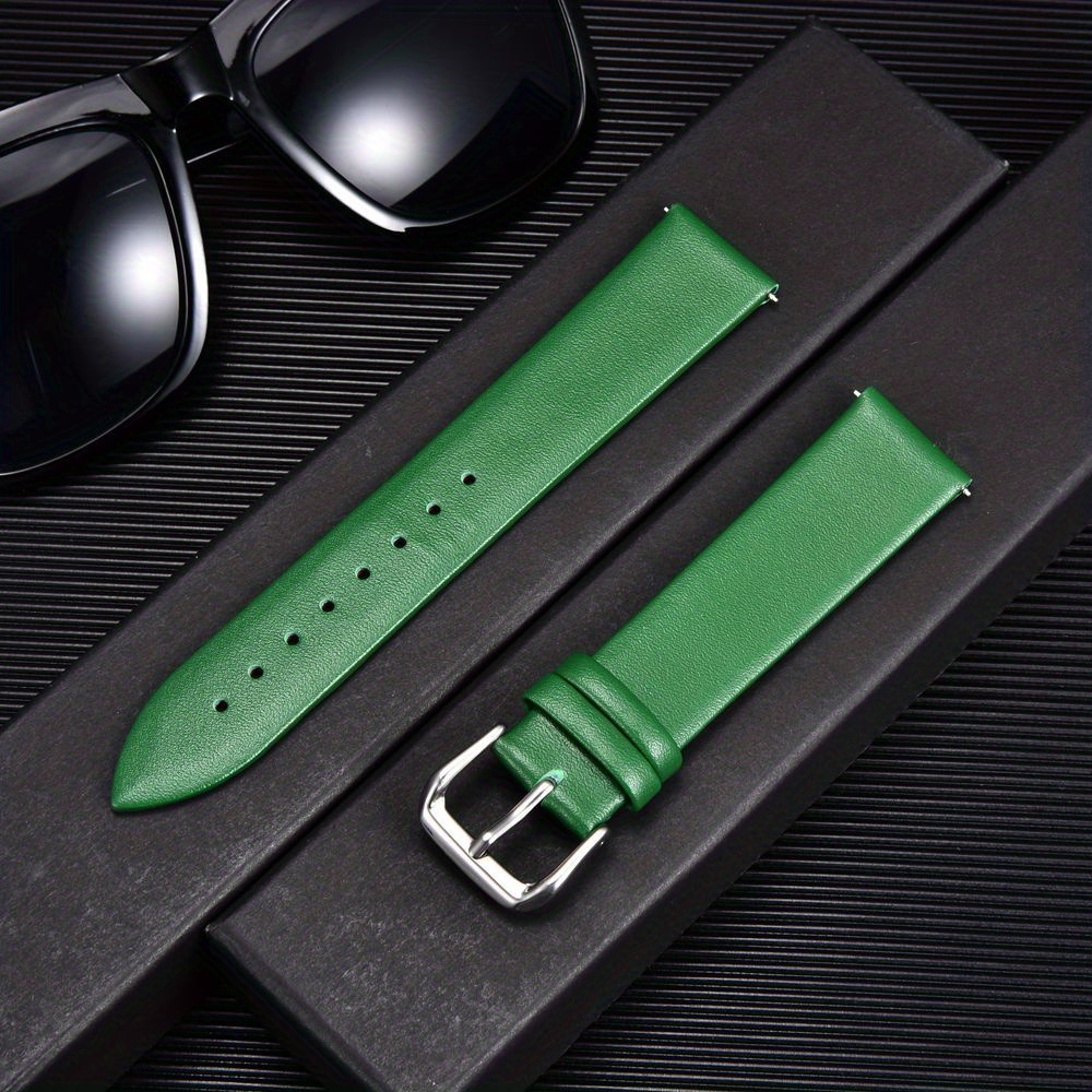 Green leather watch deals strap 18mm