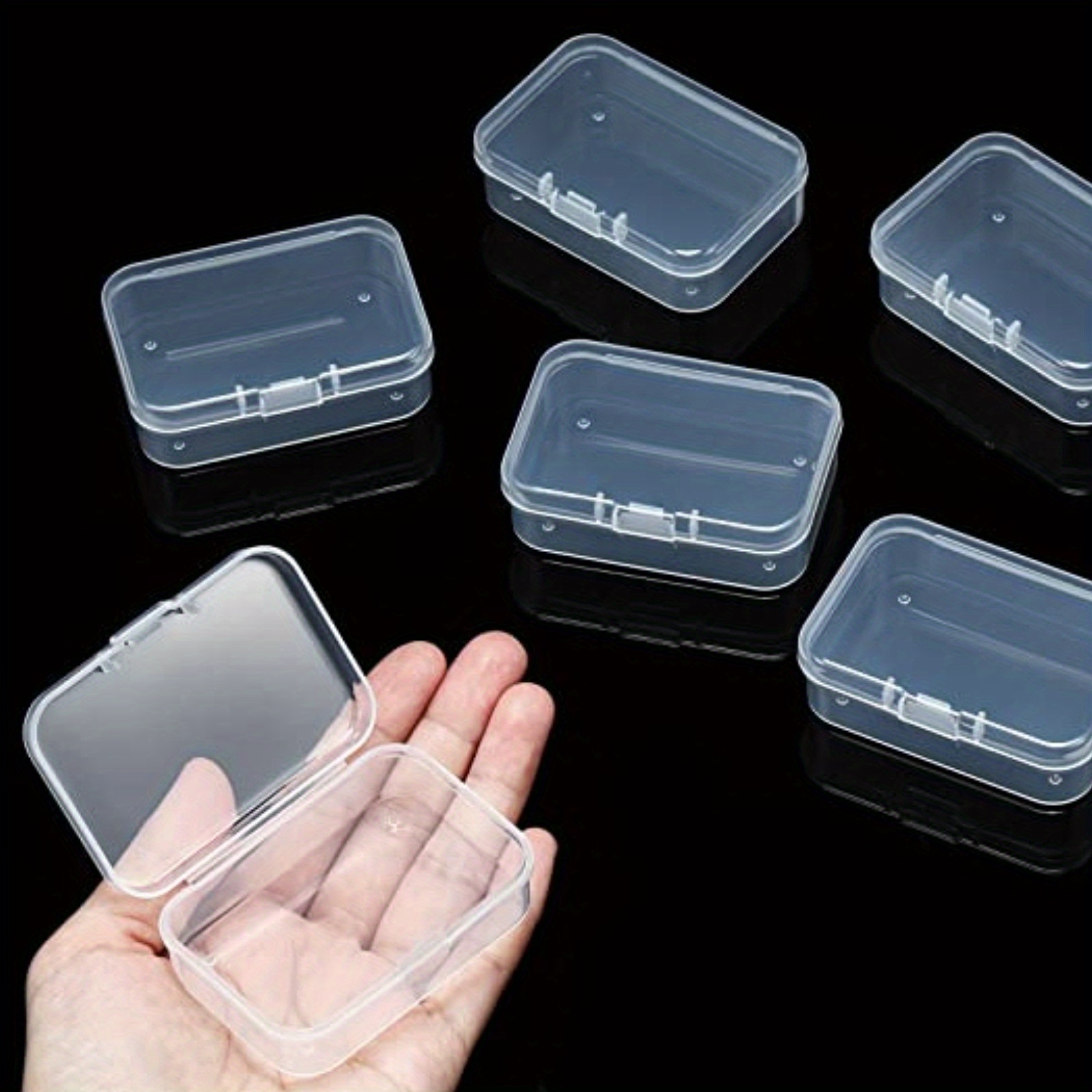 8pcs Transparent Plastic Square Box, Clear Storage Case With Hinged Cover,  Small Beads Storage Organizer For Diy Crafts, Small Storage Containers For