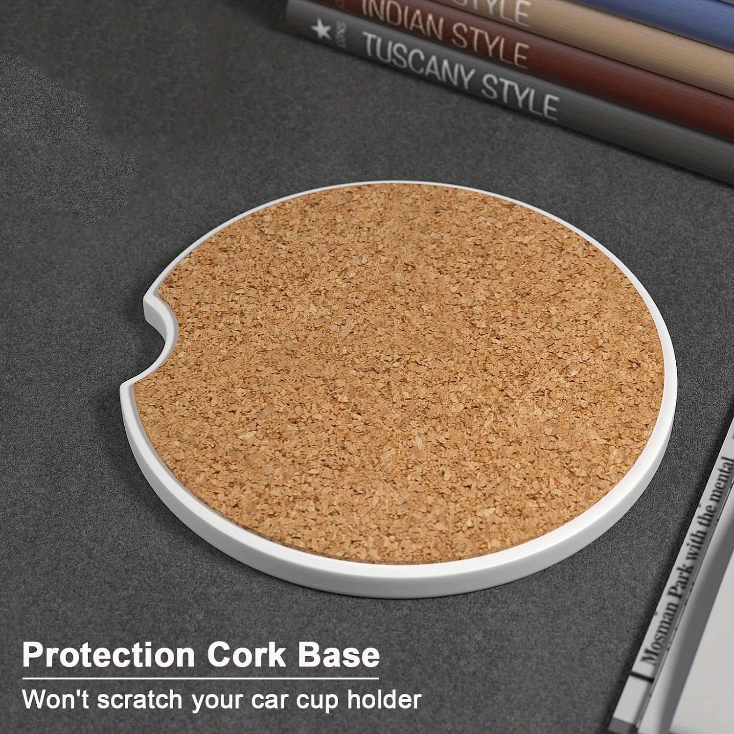 Car Cup Holder Coasters Absorbent Ceramic Stone Finger Notch Temu Ireland